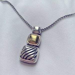 David Yurman | 3 stone silver and gold necklace EUC